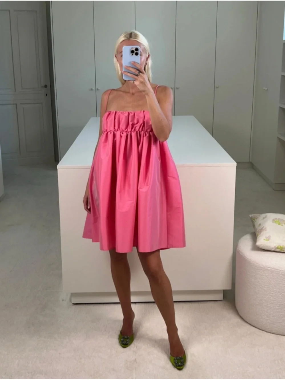 Unworn Bernadette Pink Mini Babydoll Dress - Picture 1 of 3